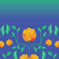 Green Leaf Yellow Flower BLue Background Poster Design