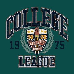College school athletic department league vintage vector artwork for t shirt boy sport wear grunge effect in separate layer - 562709328