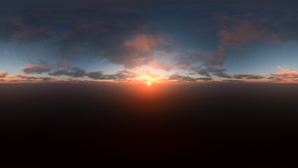 HDRI of scenic sunset sky over ocean