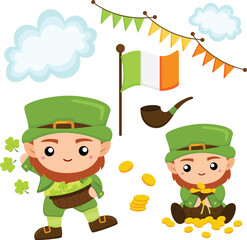 Green Saint Patrick Celebration Party March Illustration Vector Clipart 