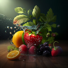 Fototapeta na wymiar Environment healthy food and fruits, generative ai