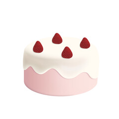 cake with strawberry　3D