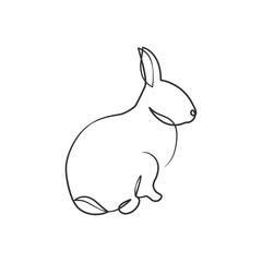 Rabbit continuous one line art drawing