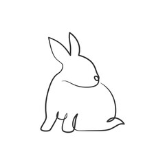 Rabbit continuous one line art drawing