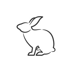 Rabbit line art black and white