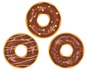 Fototapeta premium Three chocolate donuts