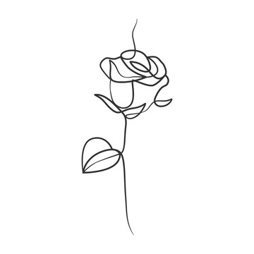 recommend clip art: Rose flower in continuous line art drawing style