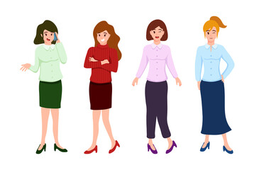 Obraz premium Beautiful ladies in cartoon character,different style,posing with colorful costume with happy feeling,