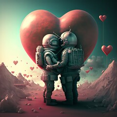 Valentines on the moon. Created with Generative AI