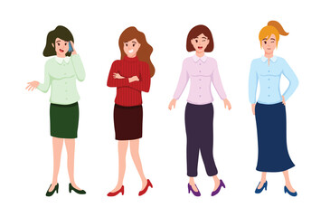 Fototapeta premium Beautiful ladies in cartoon character,different style,posing with colorful costume with happy feeling,