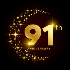 91th Anniversary. Template design for anniversary celebration event. Vector Template Illustration