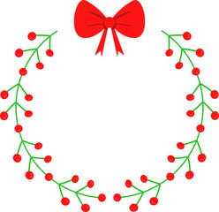 Christmas wreath design illustration isolated on transparent background