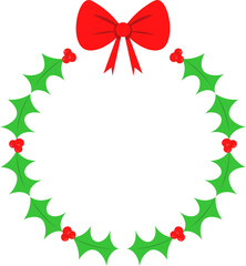 Christmas wreath design illustration isolated on transparent background