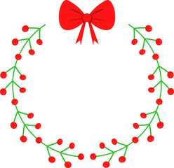 Christmas wreath design illustration isolated on transparent background