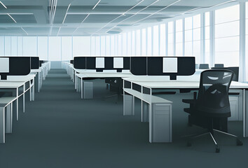 Fototapeta na wymiar Illustration of empty modern office in business world created with Generative AI technology