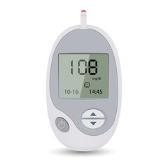 Glucometer isolated on white background. Blood sugar test device
