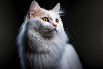 Fototapeta premium portrait of white Khao Manee Cat. Generative AI