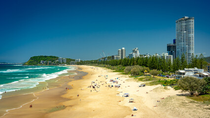 Gold Coast, Queensland, Australia - Burleigh Beach as seen from North Burleigh Lookout