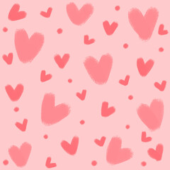 Cute sweet pink hearts as girly lovely dreamy romantic seamless pattern background backdrop wallpaper, illustration of love for Valentine's Day