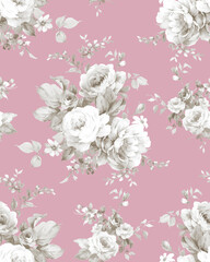 Classic Popular Flower Seamless pattern background.Perfect for wallpaper, fabric design, wrapping paper, surface textures, digital paper.