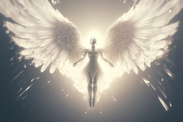 Angel ascending to the sky, Generative AI illustration