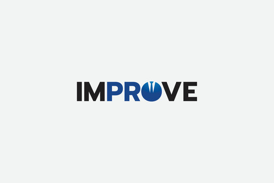 improve logo with a combination of improve lettering and businessman's body as the letter O