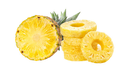 pineapple with slices isolated on  transparent png