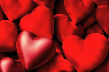 Fototapeta na wymiar Red hearts background. Romantic Valentine's Day Celebrations. Red Love with Generative AI