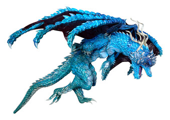 3D Rendering Fairy Tale Dragon on White