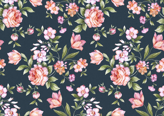 Classic Popular Flower Seamless pattern background.Perfect for wallpaper, fabric design, wrapping paper, surface textures, digital paper.