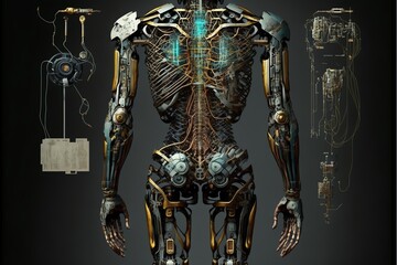 Robotic Evolution: Futuristic AI Skeleton with Mechanical Intricacies