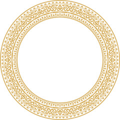 Vector round gold seamless classic byzantine ornament. Infinite circle, border, frame Ancient Greece, Eastern Roman Empire. Decoration of the Russian Orthodox Church.. - obrazy, fototapety, plakaty