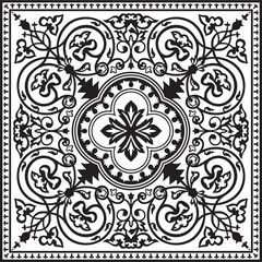 Vector monochrome square Byzantine ornament. Tiles of ancient Greece and the Eastern Roman Empire. Decoration of the Russian Orthodox Church..