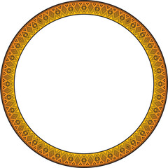 Vector round Indian patterns. National circle ornaments, borders, frames. orange decorations of the peoples of South America, Maya, Inca, Aztecs. Print for fabric, paper, textile..