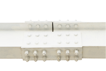 Large screw hexagon flange nut Isolated cutout PNG. Supporting structures, metal frame of prefabricated building. large metal posts or structure are painted in white of outdoor billboard.