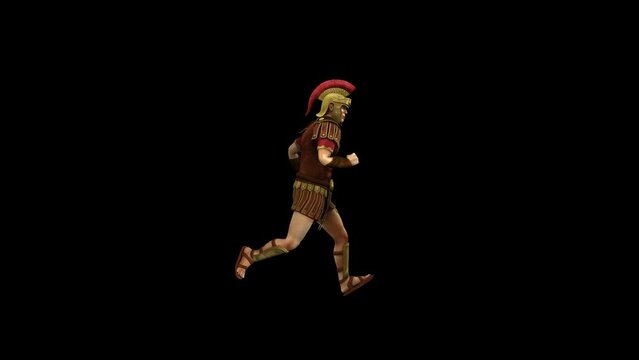 Roman Soldier 3D Animation Transparent Alpha Video