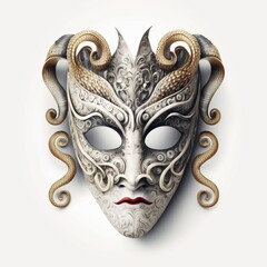 Carnival Mask with Snake Ornaments, Generative AI