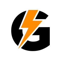 vector lightning bolt alphabet, flash initial logo alphabet vector logo template