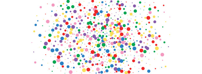 Multicolored Round Background White Vector. Geometric Festival Template. Bright Surprise. Rainbow Confetti Anniversary. Element Decor Design.