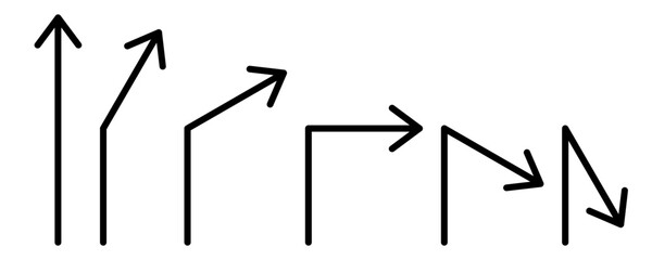 30度ごとに折れ曲がる矢印セット(黒線)