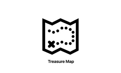 treasure map vector icon black and white simple style perfect pixel white background eps 8