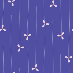 Vector dark purple Propeller Flowers seamless pattern background.