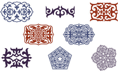 Islamic ornament vector, persian motiff. Asian floral designs. Abstract Asian elements of the national pattern of the ancient nomads of the Kazakhs, Kyrgyz, Mongols, Tatars, Uzbeks, Tajiks and other