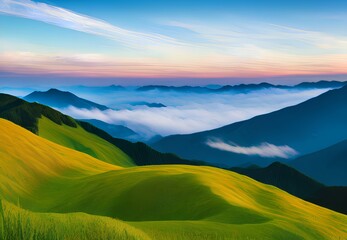 Obraz premium Generative AI,scenic view of landscape against sky during sunset