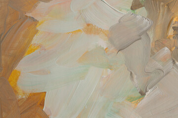 Art modern oil and acrylic smear blot canvas painting wall. Abstract texture brown, white, beige ...