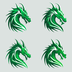 4 variants of the dragon logo. Logo vector illustration