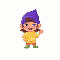 Little gnome character. Hand drawn digital vector illustration
