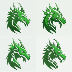 4 variants of the dragon logo. Logo vector illustration