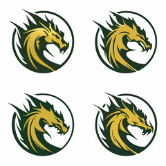 4 variants of the dragon logo. Logo vector illustration