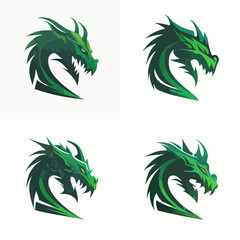 4 variants of the dragon logo. Logo vector illustration
